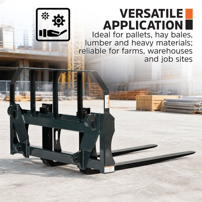 60" Pallet Fork for Tractor Loader, Global Euro / John Deere Euro Mount, Class II Forks, 4,200 lbs Capacity, TMG-TPF60GEJD