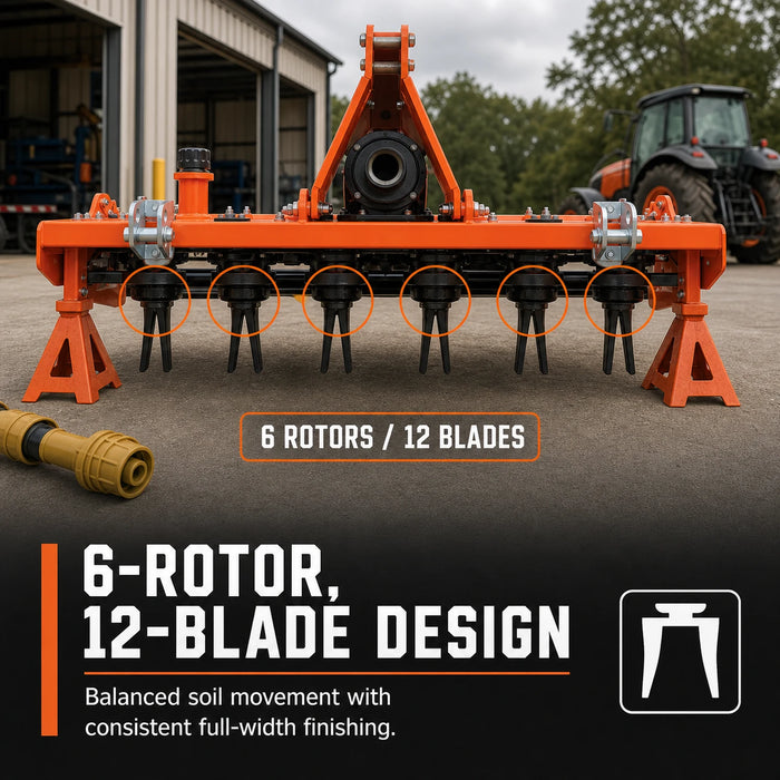 Herse rotative de 51" avec rouleau cage, tracteur de 25 à 50 CV, attelage 3 points, catégorie 1 et 2, TMG-TPH50
