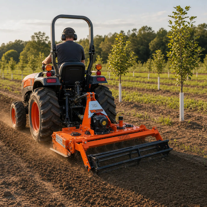 Herse rotative de 51" avec rouleau cage, tracteur de 25 à 50 CV, attelage 3 points, catégorie 1 et 2, TMG-TPH50