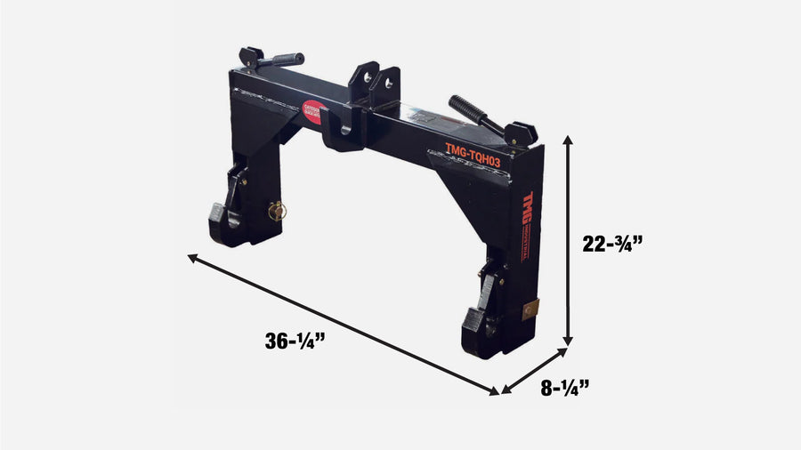 Tractor 3-Point Quick Hitch, 3600 Lb Capacity, CAT 2 Hook-Up, 90 HP Tractor, ASAE Specifications, TMG-TQH03