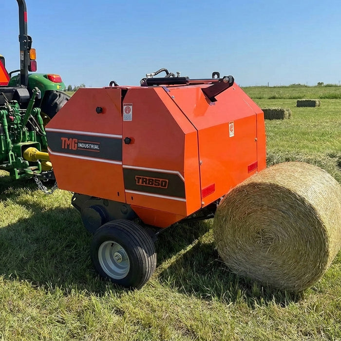 20" x 27" Round Hay Baler, Twine Bind, 3-Point Hitch, Category 1, PTO Shaft Included, 15 - 50 HP Tractor, TMG-TRB50