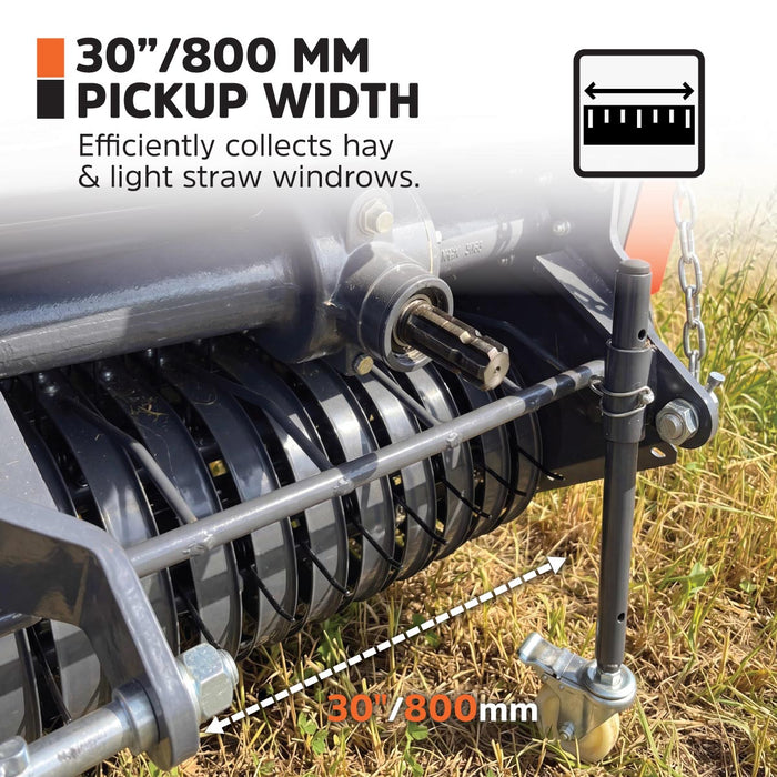 20" x 27" Round Hay Baler, Twine Bind, 3-Point Hitch, Category 1, PTO Shaft Included, 15 - 50 HP Tractor, TMG-TRB50