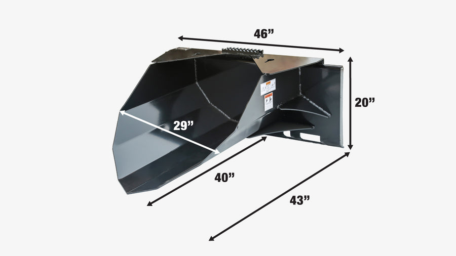 42" Heavy-Duty Skid Steer Tree Scoop, 1500-lb Capacity, Chain Slot, 30" Mouth Opening, High Abrasive Cut Edge, TMG-TS42