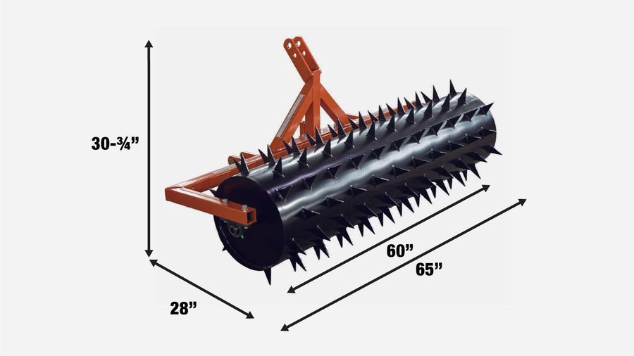 60" 3-Point Drum Spike Aerator, CAT 1 & 2 Hook-Up, 20-50 HP Tractor, TMG-TSA05