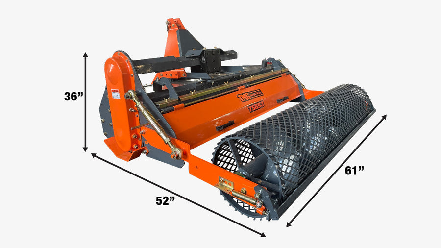 53" Rotary Tilling Stone Burier, 5" Tilling Depth, 28-40 HP, PTO Shaft Included, TMG-TSB53