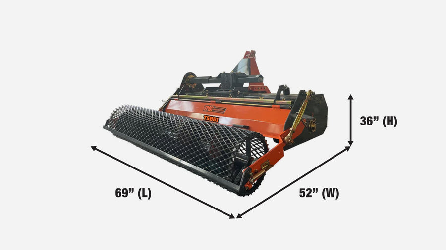 61” Rotary Tiller Stone Burier, 5" Tilling Depth, 35-45 HP, PTO Shaft Included, TMG-TSB61