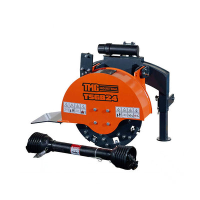 24" Stump Grinder, 3-Point Hitch Category 1, 34 Tungsten Carbide Teeth, for 20-50 HP Tractors, PTO Shaft Included, TMG-TSGB24