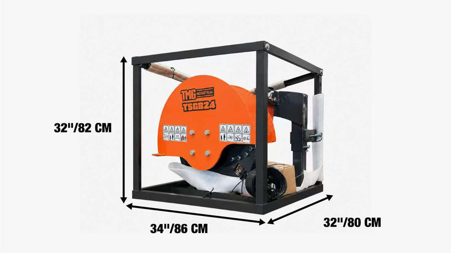 24" Stump Grinder, 3-Point Hitch Category 1, 34 Tungsten Carbide Teeth, for 20-50 HP Tractors, PTO Shaft Included, TMG-TSGB24