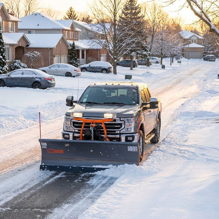 72" Truck/SUV Front Mount Snow Plow Pusher, Left and Right Angle, 2" Mount Receiver, Wireless Winch Control, TMG-TSP72 TMG Industrial