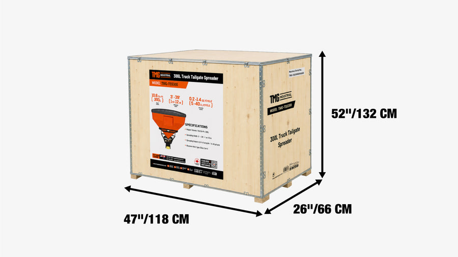 10.6 Cu-Ft Truck Tailgate Salt Spreader, Poly Hopper, 12V Motor, In-Cab Control, TMG-TSS300