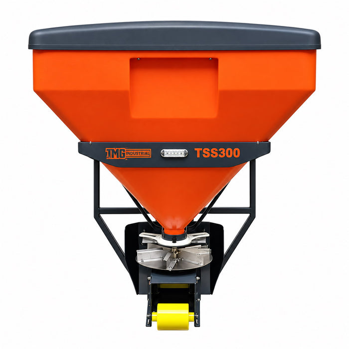 Épandeuse de sel pour benne de camion 300 litres, trémie en poly, moteur 12V, commande en cabine, TMG-TSS300