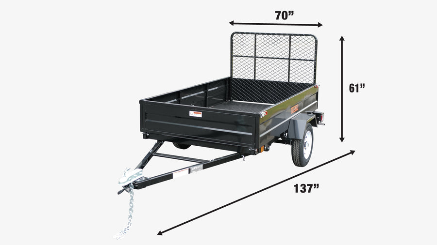 5' x 7' Single Axle Utility Trailer w/Ramp, 2090 Lb Payload Capacity, Robust Construction, Powder Coated, LED Lights, Compact Size, 2" Coupler, TMG-UT57R (Discontinued – No Longer Available)