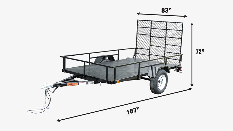 6' x 10' Single Axle Utility Trailer w/Ramp, 2500 Lb Payload Capacity, Robust Construction, Powder Coated, LED Lights, Spacious Interior, 2" Coupler, TMG-UT610 (Discontinued – No Longer Available)