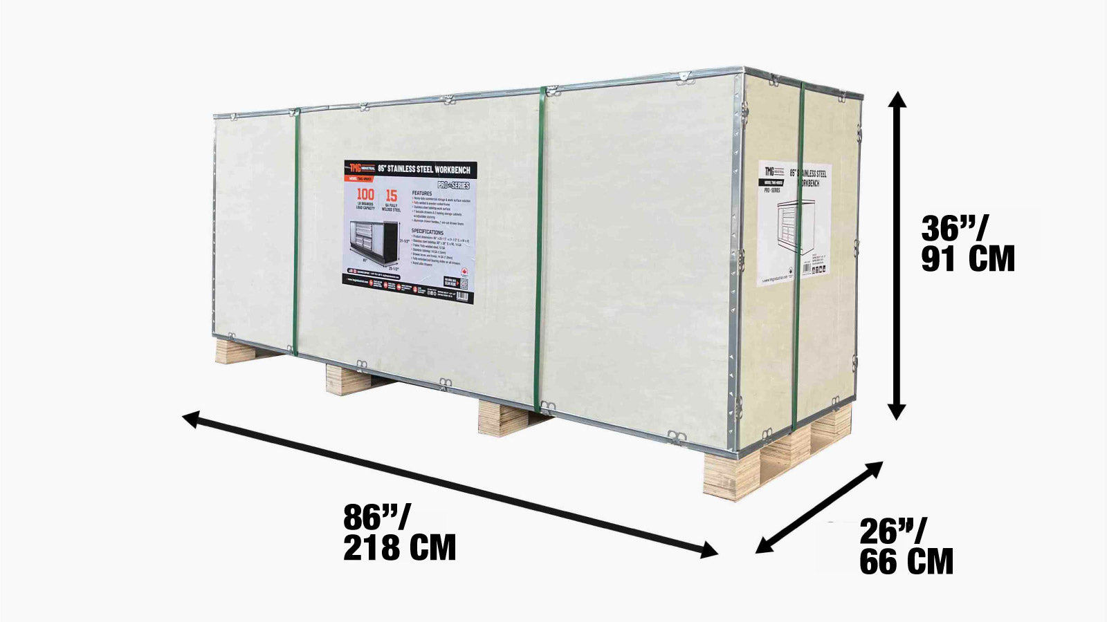 Pro Series 7’ Stainless Steel Workbench, 7 Lockable Drawers, 2 Storage Cabinets, All-in-One Welded Frame, TMG-WB707S (Previously TMG-WB85S)-shipping-info-image