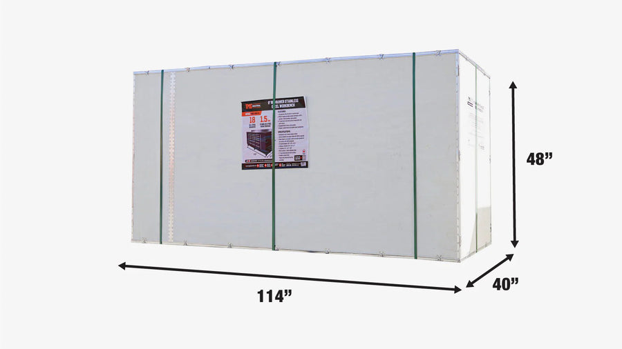 TMG Heavy Series™ 9-Ft 18-Drawer Workbench with Stainless Steel Top, Ball Bearing Double Slides & Casters, TMG-WB918