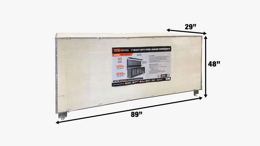 7' Commercial-Grade Workbench with Pegboard & Stainless Steel Benchtop, TMG-WBC07