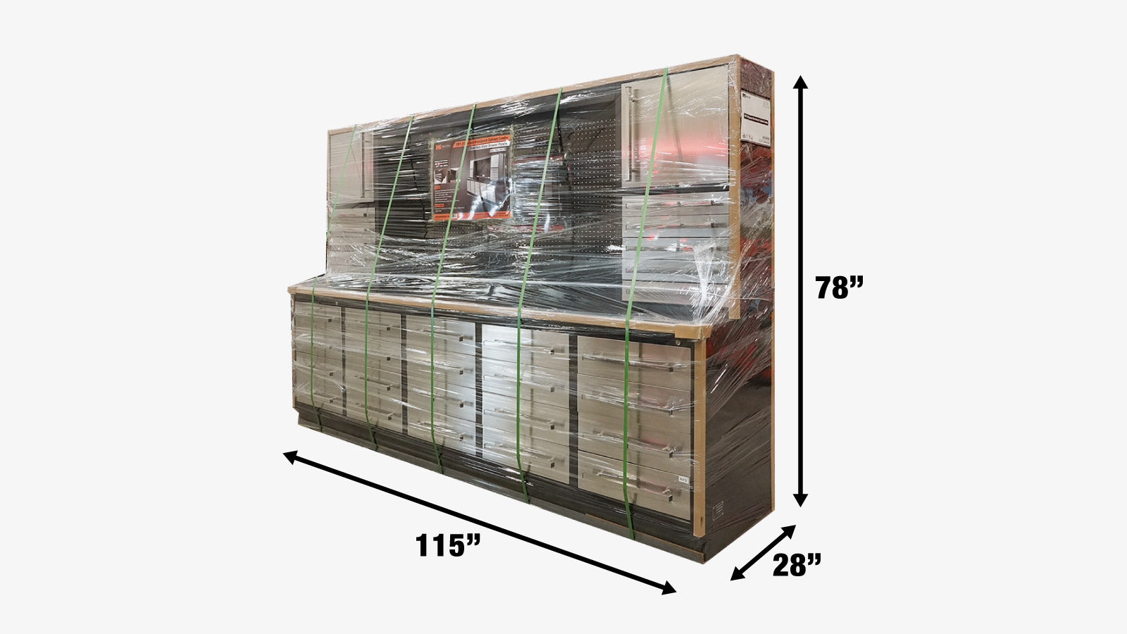 TMG-WBC20D Combo d'établi de 10 pi à 20 tiroirs avec panneaux de tiroirs en acier inoxydable-shipping-info-image