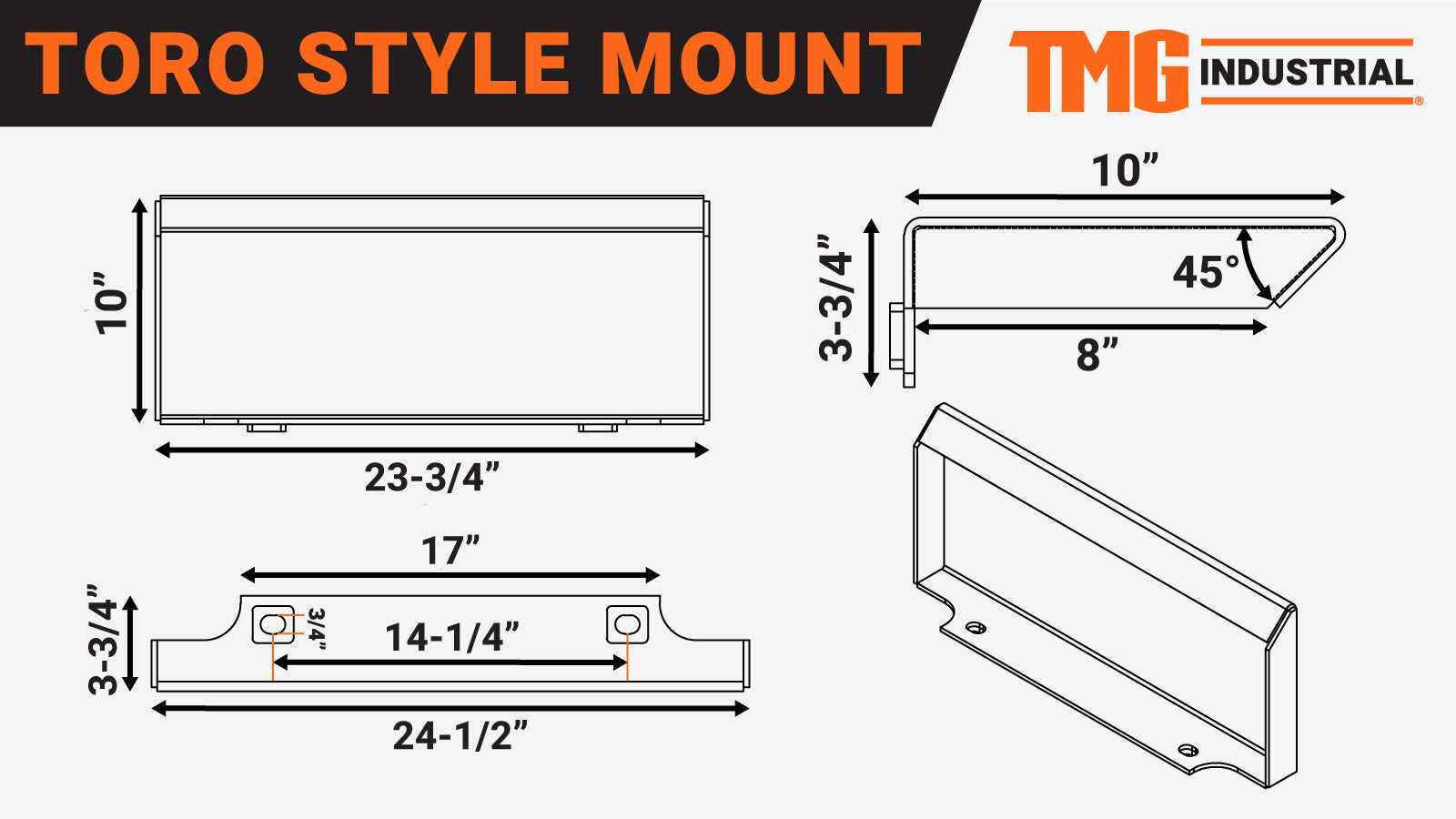 TMG Industrial Mini Skid Steer Rotary Brush Cutter, 42” Cut Width, 2-½” Capacity, Hydraulic Motor, Toro Style Mount Plate,TMG-SBC42-description-image