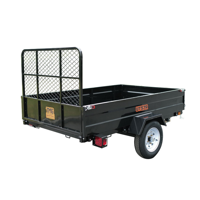 TMG Industrial 5’ x 7’ Single Axle Utility Trailer w/Ramp, 2143 Lb Payload Capacity, Robust Construction, Powder Coated, LED Lights, Compact Size, 2” Coupler, TMG-UT57R