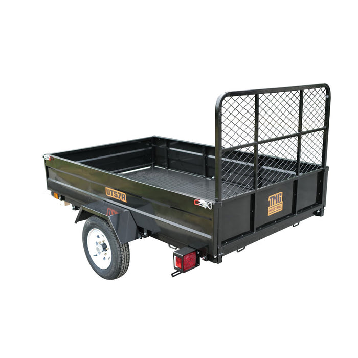 TMG Industrial 5’ x 7’ Single Axle Utility Trailer w/Ramp, 2143 Lb Payload Capacity, Robust Construction, Powder Coated, LED Lights, Compact Size, 2” Coupler, TMG-UT57R