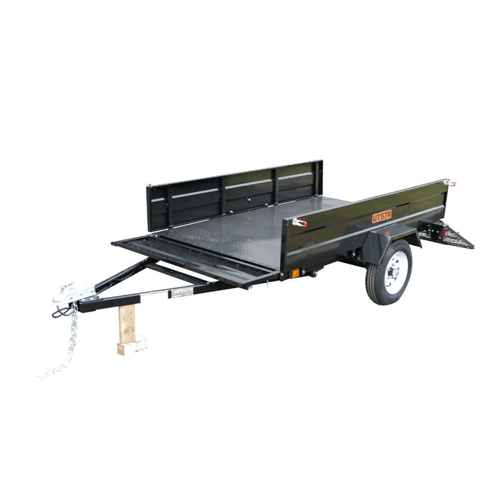 TMG Industrial 5’ x 7’ Single Axle Utility Trailer w/Ramp, 2143 Lb Payload Capacity, Robust Construction, Powder Coated, LED Lights, Compact Size, 2” Coupler, TMG-UT57R