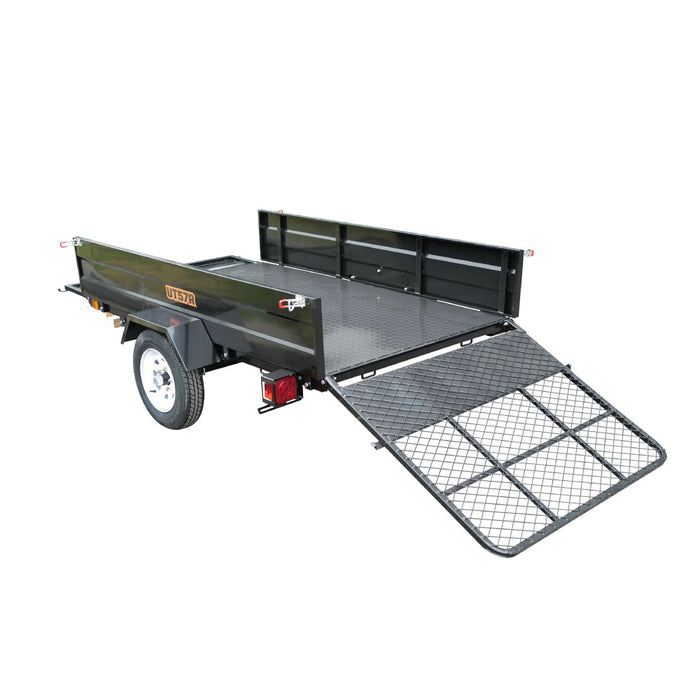 TMG Industrial 5’ x 7’ Single Axle Utility Trailer w/Ramp, 2143 Lb Payload Capacity, Robust Construction, Powder Coated, LED Lights, Compact Size, 2” Coupler, TMG-UT57R