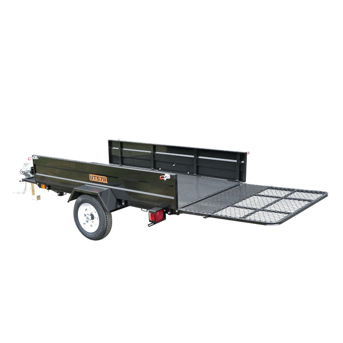 TMG Industrial 5’ x 7’ Single Axle Utility Trailer w/Ramp, 2143 Lb Payload Capacity, Robust Construction, Powder Coated, LED Lights, Compact Size, 2” Coupler, TMG-UT57R