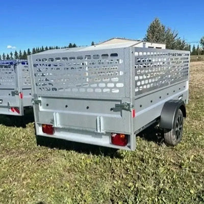 Variant 9’ Heavy Duty Utility Tilt Trailer with Ramp, 5’ x 9’ Inner Box, Mesh Side Extensions, MFR #: 754Tiltmesh, Made in Canada
