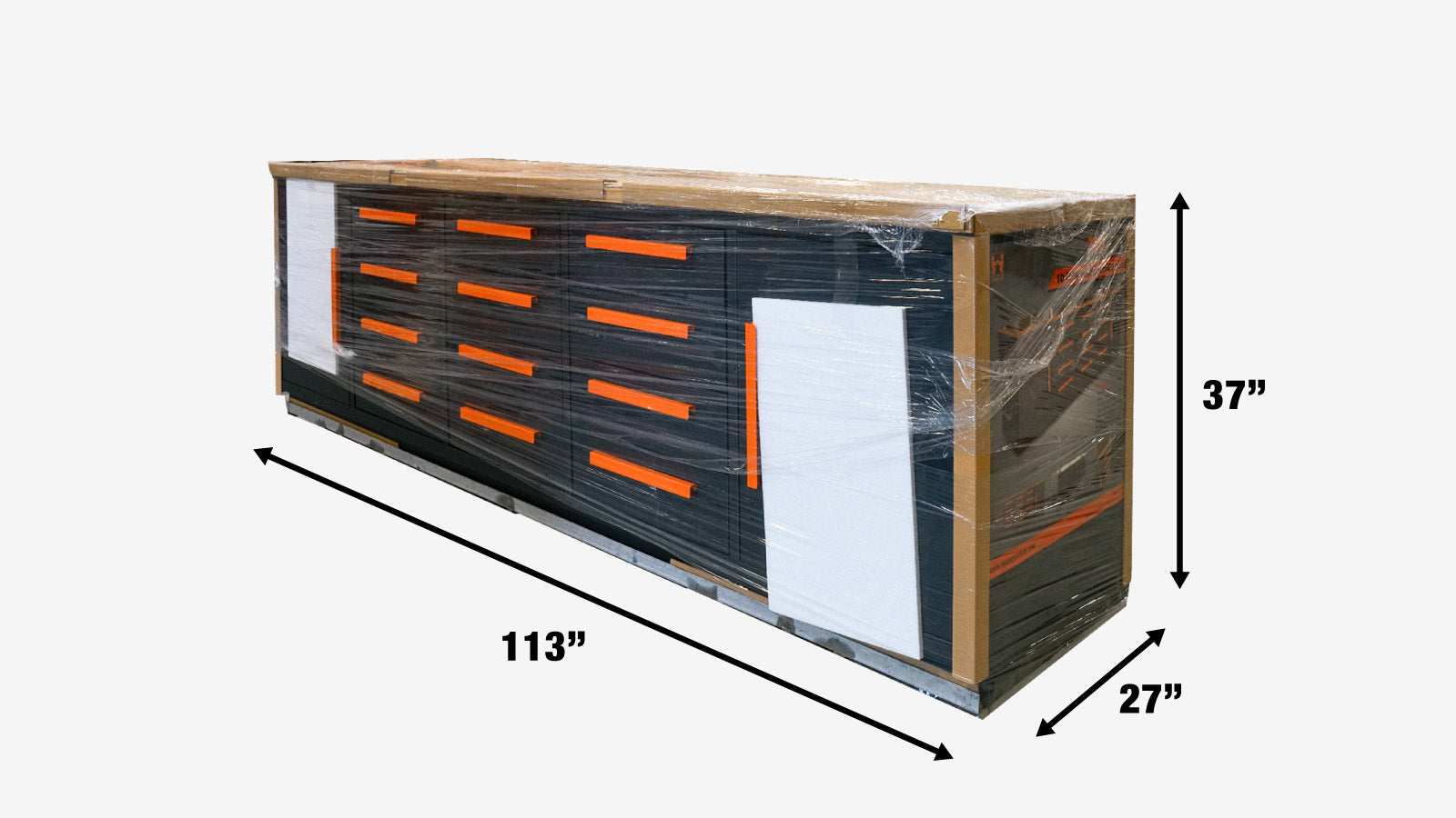 TMG Industrial Heavy Duty 10-FT 12 tiroirs Table de travail en bambou, deux armoires, cadre soudé tout-en-un, glissières à roulement à billes, TMG-WB10B-shipping-info-image