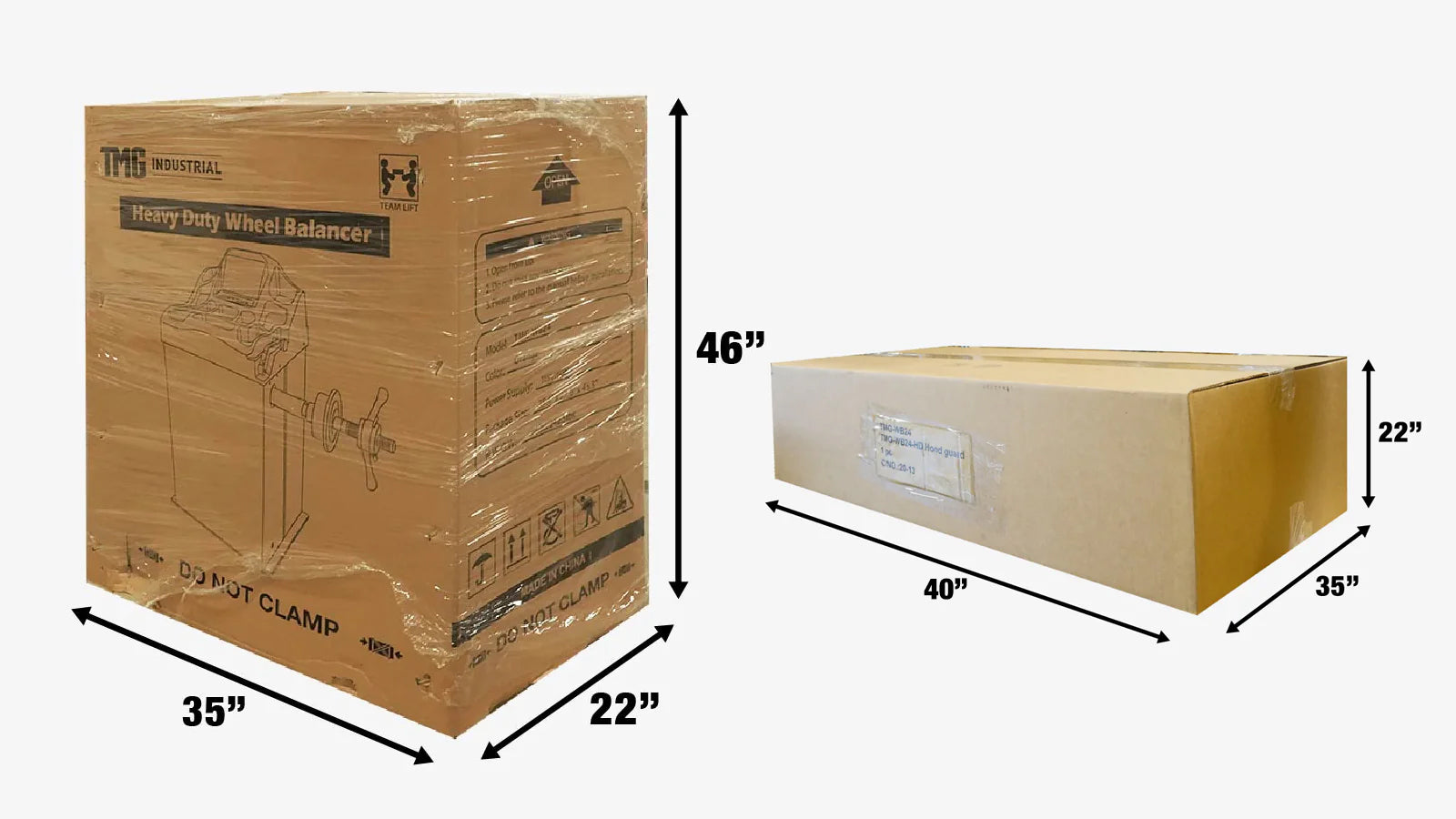 TMG Industrial Self-Calibrating Wheel Balancer with Protection Hood, 10”-24” Rim Diameter, Computerized, +/- 1 g of Accuracy, ALU Balancing Modes, TMG-WB24H-shipping-info-image