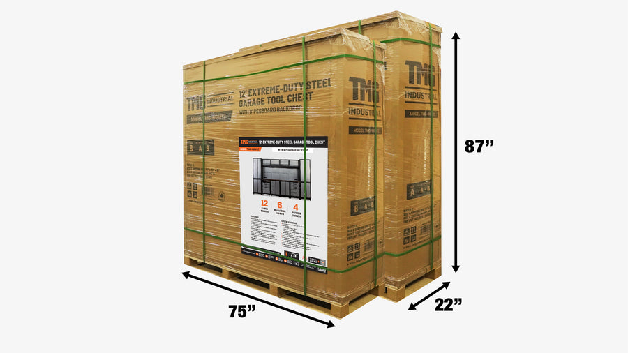 12' Extreme-Duty Steel Garage Tool Chest w/Pegboard, Power Outlets, USB Port, Magnetic Motion LED Lamps, Cabinets & Roll-Out Tool Chest, TMG-WBM12
