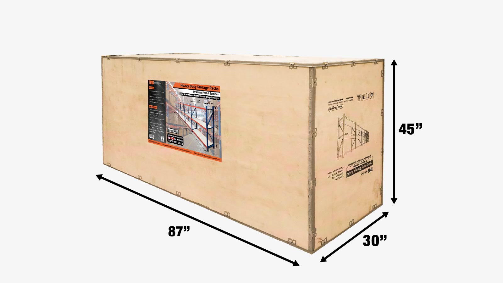 TMG Industrial 39’ Metal Garage/Workshop Storage Shelves, Heavy-Duty Steel Frames, 700 lb Shelf Capacity, Shop Organization, TMG-WH39-shipping-info-image
