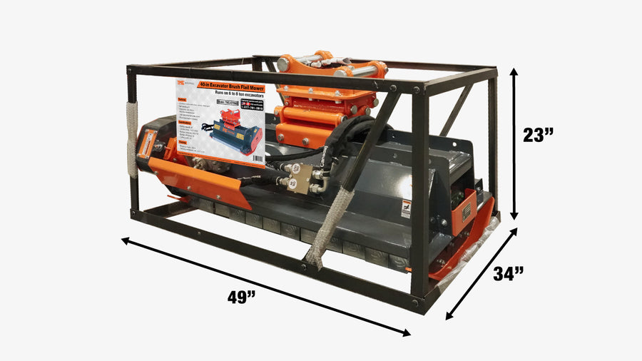 40" Excavator Brush Flail Mower, 6 to 8-ton Carrier, 16-21 GPM, TMG-EFM40