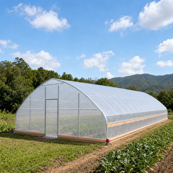 25' x 80' Tunnel Greenhouse Grow Tent w/6 Mil Clear EVA Plastic Film, Cold Frame, Hand Crank Roll-Up Sides, Peak Ceiling Roof, TMG-GH2580