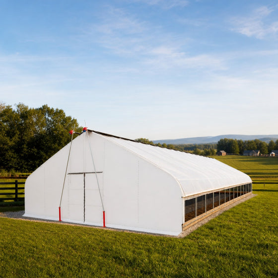 TMG Heavy Series™ 30' x 60' Light Deprivation Two Layer Cover Greenhouse Grow Tent, 6-mil Blackout Tarp and Clear Film, Cold Frame, Hand Crank Roll-Up Sides, Peak Ceiling Roof, TMG-GHD3060