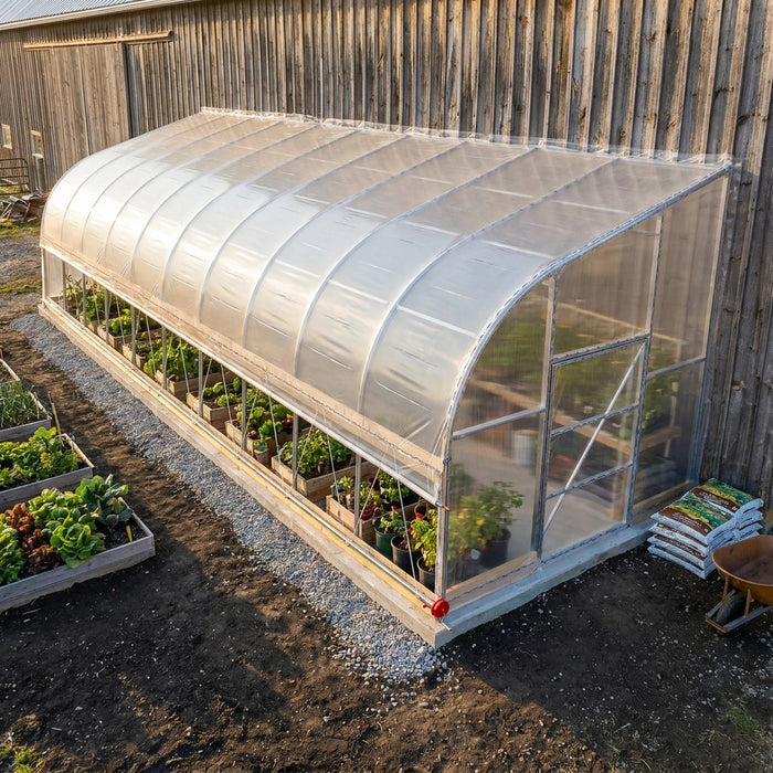 10' x 40' Lean-To Greenhouse Grow Tent w/6 Mil Clear EVA Plastic Film, Cold Frame, Hand Crank Roll-Up Side, 6-½' Sidewall, TMG-GHL1040