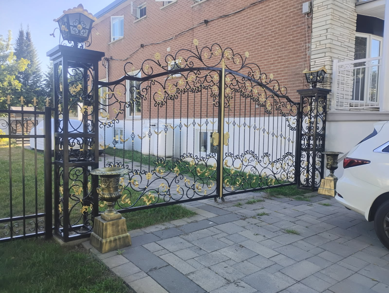 110-ft Bi-Parting Ornamental Wrought Iron Gate & Fence