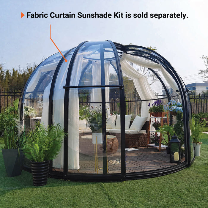 Nordic Series 13' Skydome Sunroom Greenhouse, 9' Height Dome Pavilion, Heavy-Duty Aluminum Frame, Clear Solid Polycarbonate Panels TMG-GHN1309D