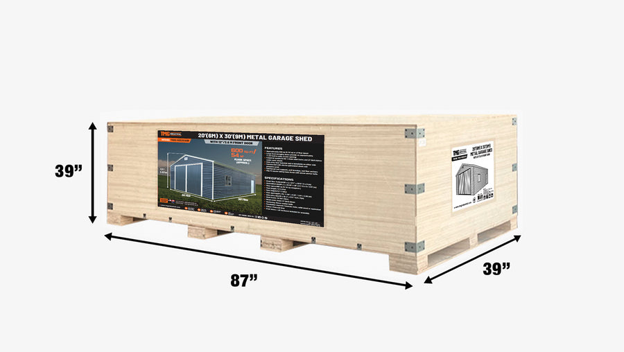 20' x 30' Metal Garage Shed, 11'10" Large Front Door, Side Entry, Window, 13' Peak Height TMG-MS2030D