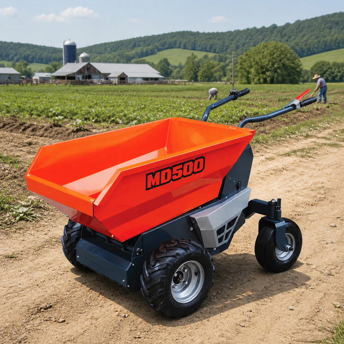 1100 lb Wheeled Dumper, Hydraulic Tipping,1.3 HP/48V Motor, 10 Hr Battery Life, TMG-MD500