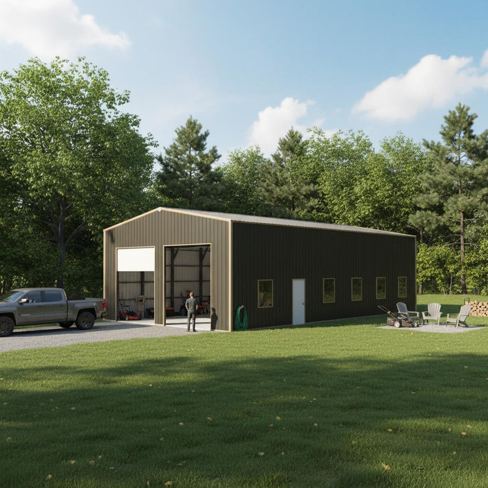 Snow Series 30' x 50' x 15' Commercial Warehouse Steel Building, Pre-Engineered up to 85 PSF Snow Rated, Shop Drawings Provided, Fabricated in Canada TMG-MS305015-SR85