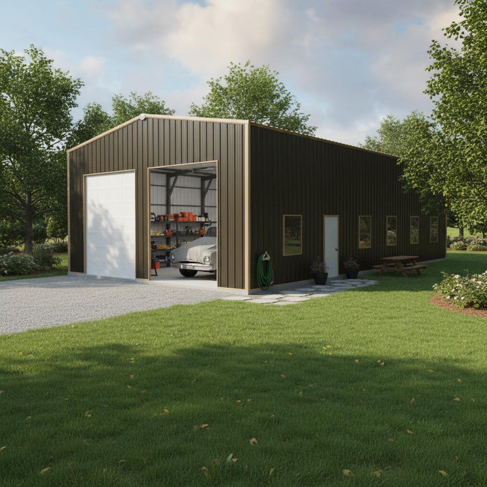 Snow Series 30' x 50' x 15' Commercial Warehouse Steel Building, Pre-Engineered up to 85 PSF Snow Rated, Shop Drawings Provided, Fabricated in Canada TMG-MS305015-SR85