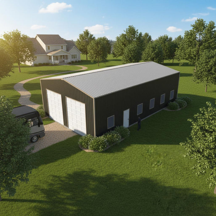 Snow Series 30' x 50' x 15' Commercial Warehouse Steel Building, Pre-Engineered up to 85 PSF Snow Rated, Shop Drawings Provided, Fabricated in Canada TMG-MS305015-SR85