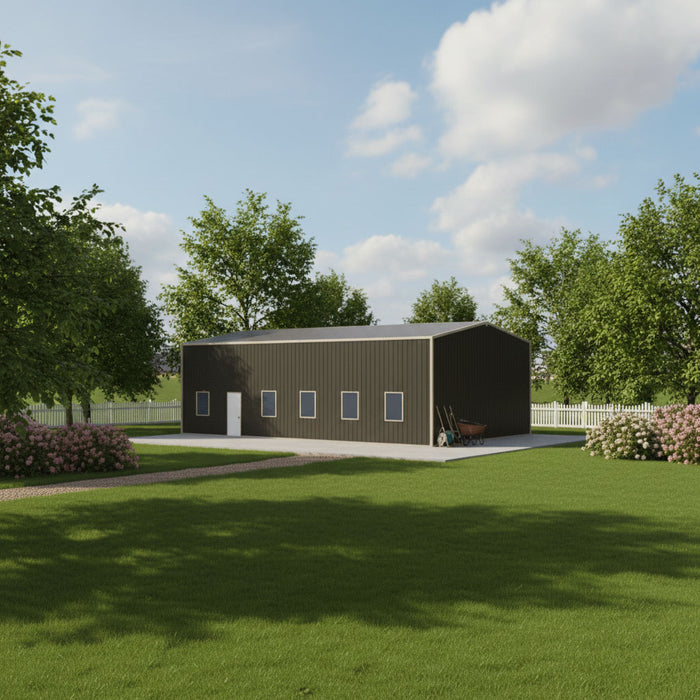 Snow Series 30' x 50' x 15' Commercial Warehouse Steel Building, Pre-Engineered up to 85 PSF Snow Rated, Shop Drawings Provided, Fabricated in Canada TMG-MS305015-SR85