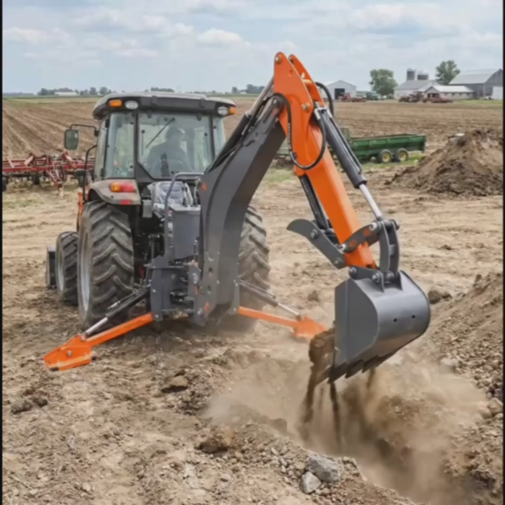 TMG-TBH90H 9 ft 3-point swing backhoe attachment with 15" bucket and hydraulic thumb