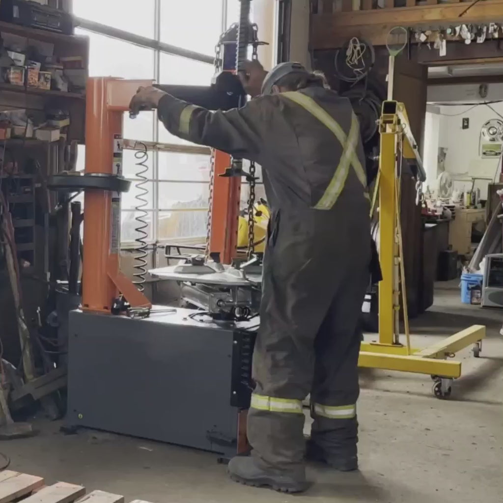 TMG-TC24A semi automatic tire changer with assist arm, 12-24″ rim clamping
