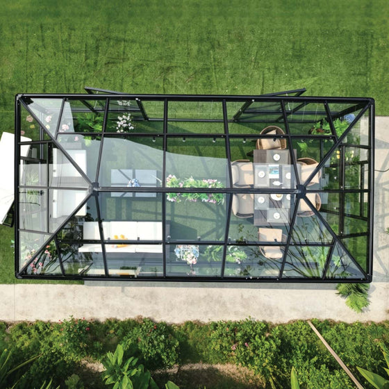 Nordic Series 20' x 13' Gazebo-Style Premium Greenhouse, 10' Height, Heavy Duty Aluminum Frame and Full Tempered Glass Roof and Wall Panels, TMG-GHN2013