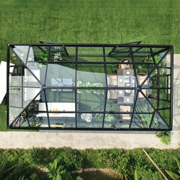 Nordic Series 20' x 13' Gazebo-Style Premium Greenhouse, 10' Height, Heavy Duty Aluminum Frame and Full Tempered Glass Roof and Wall Panels, TMG-GHN2013
