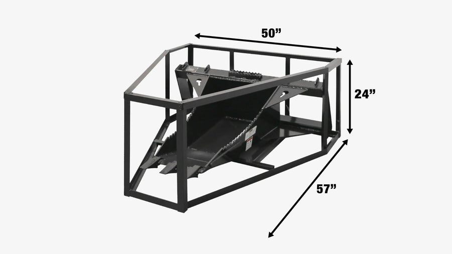 50" Skid Steer Stump Bucket Wrecker w/Universal Quick Attach Mount, Bolt-On Cutting Teeth, Curved Bottom, Reverse Curled Ripper Teeth, TMG-SB50