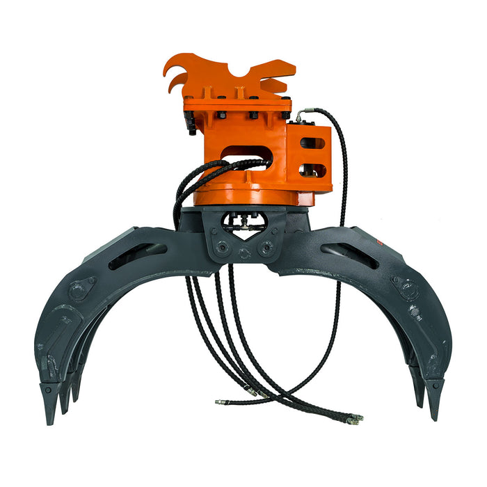 TMG-ERG42 hydraulic rotator and hose connections for 360 degree grapple operation